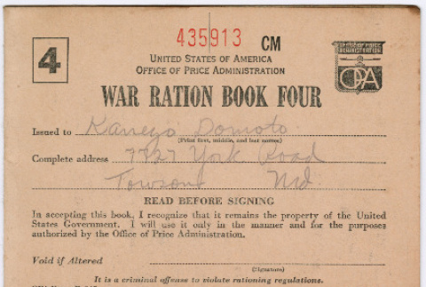 War Ration Book No. 4 (ddr-densho-329-1011)