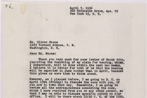 Letter from Lawrence Miwa to Oliver Ellis Stone concerning claim for James Seigo Maw's confiscated property (ddr-densho-437-226)