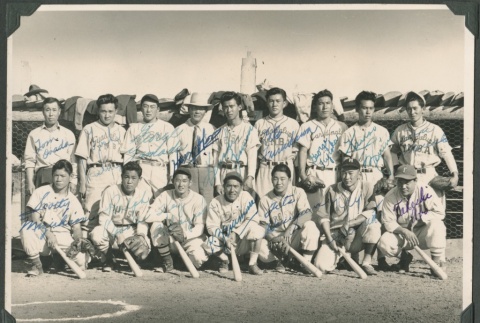 Baseball team with player signatures (ddr-densho-321-260)