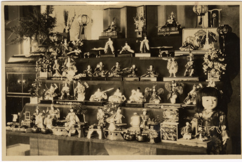 Photo of a large collection of figurines (ddr-densho-383-496)