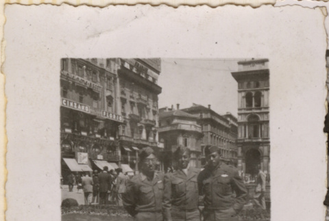 Three men standing on street (ddr-densho-466-393)