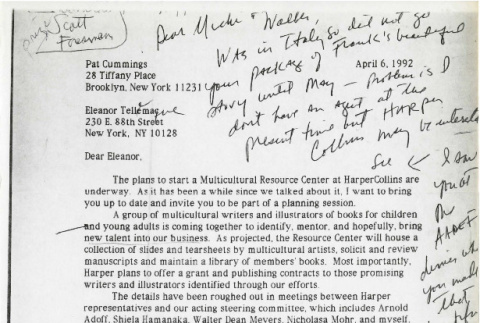 Letter from Pat Cummings to Eleanor Tellemac, April 6, 1992 (ddr-csujad-24-120)