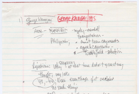 George Kanegai interview notes (ddr-densho-1007-916)