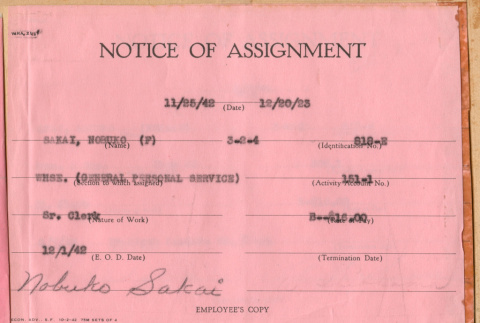 Notice of assignment (ddr-densho-361-8)