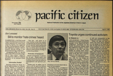 Pacific Citizen, Vol. 100 No. 13 (April 5, 1985) (ddr-pc-57-13)