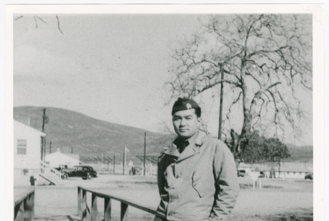 Serviceperson on bridge (ddr-densho-1007-192)