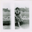 Tomoye (Nozawa) Takahashi sitting on log (ddr-densho-426-2199)