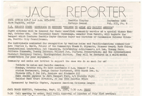 Seattle Chapter, JACL Reporter, Vol. XIX, No. 8, September 1982 (ddr-sjacl-1-312)
