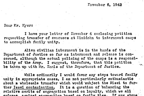 Letter from John J. McCloy, Assistant Secretary of War, to Dillon S. Myer (ddr-densho-67-22)