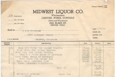 Invoice from Midwest Liquor Co. (ddr-densho-319-522)