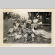 Morita family and Tim Nishiimoto and Mr. and Mrs. Otomaru on a picnic (ddr-densho-409-37)