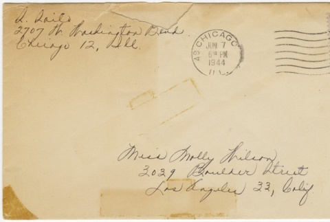 Letter (with envelope) to Molly Wilson from Sandie Saito (June 7, 1944) (ddr-janm-1-21)