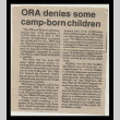 [Newspaper clipping titled:] ORA denies some camp-born children (ddr-csujad-55-2091)