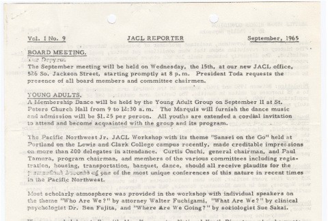 Seattle Chapter, JACL Reporter, Vol. I, No. 9, September 1965 (ddr-sjacl-1-76)