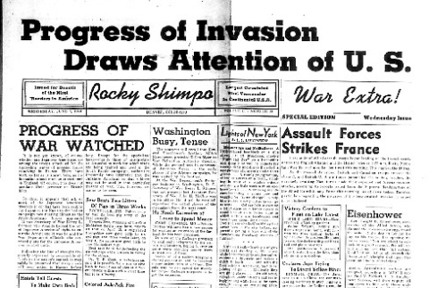 Rocky Shimpo Vol. 11, No. 68, War Extra! (June 7, 1944) (ddr-densho-148-4)