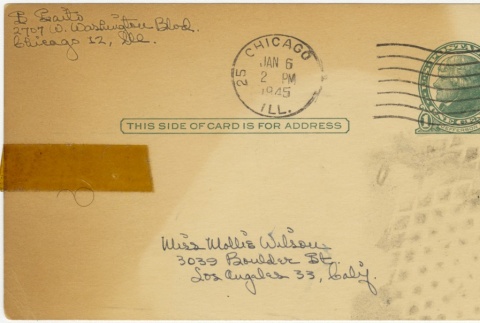 Postcard to Mollie Wilson from Sandie Saito (January 3, 1944) (ddr-janm-1-19)