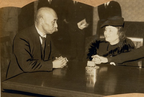 Helen Keller and Polly Thomson meeting with Senjuro Hayashi in Japan (ddr-njpa-1-759)