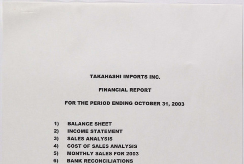 Financial Report for Takahashi Imports (ddr-densho-424-632)