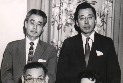 Hisato Ichimada and daughter with Masahide Kanayama and Chamber of Commerce president (ddr-njpa-4-114)