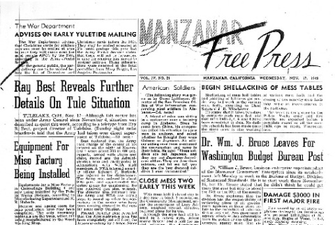 Manzanar Free Press Vol. IV No. 21 (November 17, 1943) (ddr-densho-125-185)