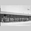Volunteers lined up in front of the Minidoka Elementary School (ddr-fom-1-710)