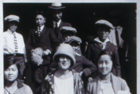 Girls and boys on steps (ddr-densho-1007-621)