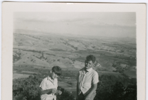 Two boys on hillside (ddr-densho-329-767)