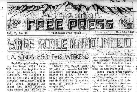 Manzanar Free Press Vol. I No. 11 (May 14, 1942) (ddr-densho-125-400)