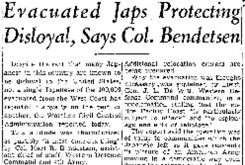 Evacuated Japs Protecting Disloyal, Says Col. Bendetsen (June 8, 1942) (ddr-densho-56-815)