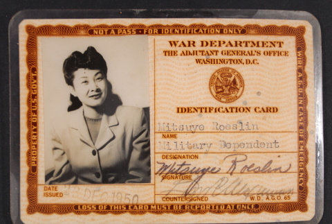 War Department ID for Mitsuye Takemiya (ddr-densho-550-72)