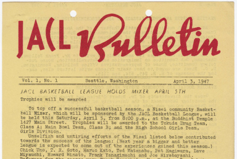 Seattle Chapter, JACL Bulletin, April 3, 1947 (ddr-sjacl-1-33)