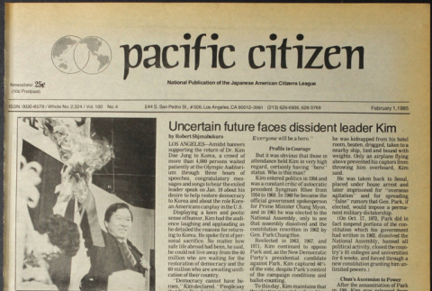 Pacific Citizen, Vol. 100 No. 4 (February 1, 1985) (ddr-pc-57-4)