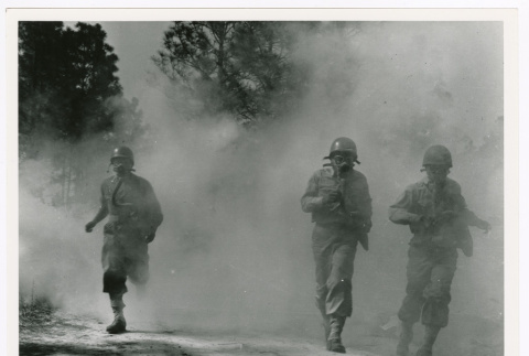 Members of the 442nd in simulated battle at Camp Shelby (ddr-densho-1007-173)