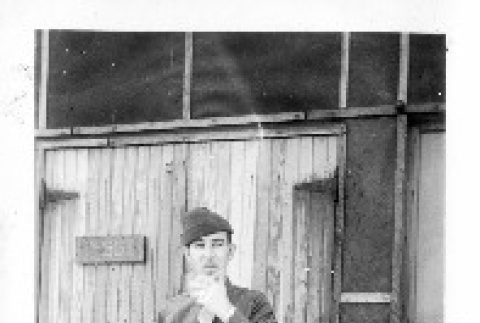 Man Outside First Sergeant Building (ddr-csujad-13-31)