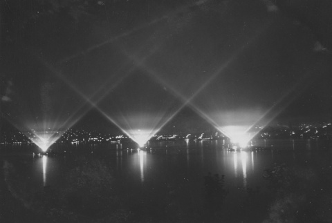 Lights from navy ships on Puget Sound (ddr-densho-128-145)