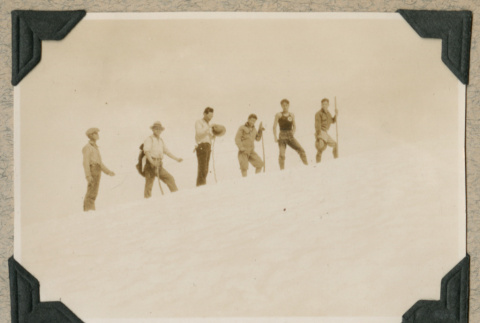 Six men hiking in snow (ddr-densho-383-339)