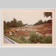 Rock waterfall and pond under construction (ddr-densho-377-2195)