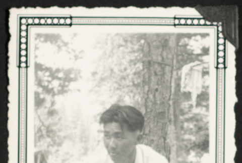 Hidemi at a campsite (ddr-densho-542-385)
