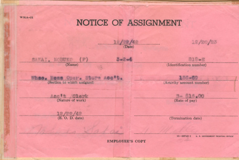 Notice of assignment (ddr-densho-361-7)