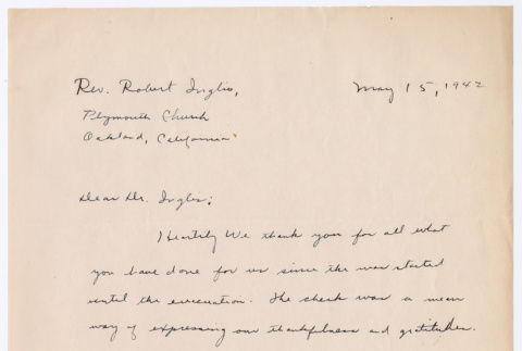 Letter to Rev. Robert Inglis from Norio Ozaki (ddr-densho-498-14)