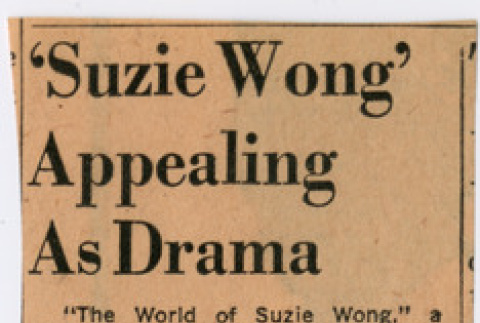 Clipping of review of The World of Suzie Wong (ddr-densho-367-266)