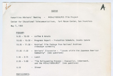 442nd RCT/100th Battalion/MIS Film Project meeting notes (ddr-densho-1007-877)