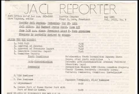 Seattle Chapter, JACL Reporter, Vol. XVIII, No. 5, May 1981 (ddr-sjacl-1-296)
