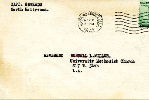 Postcard to brother Wendell Millermura [Wendell L. Miller], 1942 May 6 (ddr-csujad-20-2)