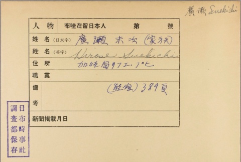 Envelope for Suekichi Hirose (ddr-njpa-5-1274)