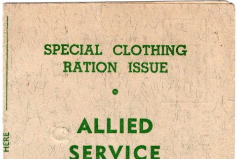 Special Clothing Ration Issue for Allied Service Personnel for Russell J. Doucette (ddr-densho-563-17)