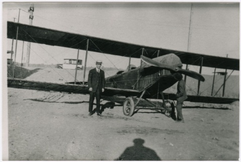 Two men with a biplane (ddr-densho-353-414)