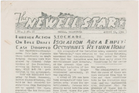 The Newell Star, Vol. I, No. 27 (August 31, 1944) (ddr-densho-284-33)