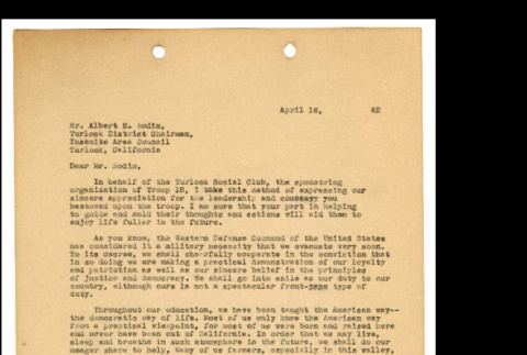 Letter from Tsuneo Iwata to Mr. Albert H. Rodin, April 16, 1942 (ddr-csujad-46-12)
