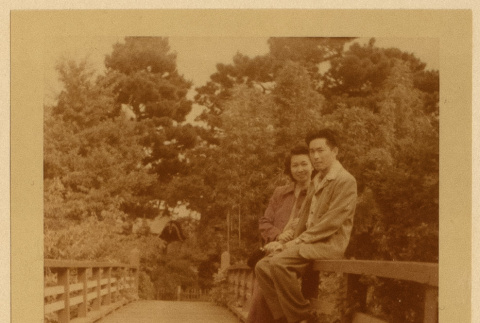 Newlyweds on a bridge (ddr-densho-542-30)